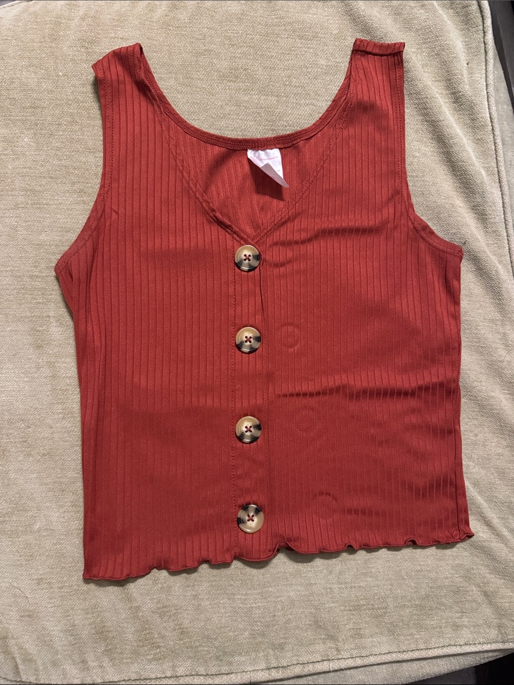 NOBO Ribbed Button-Front Tank in Rust